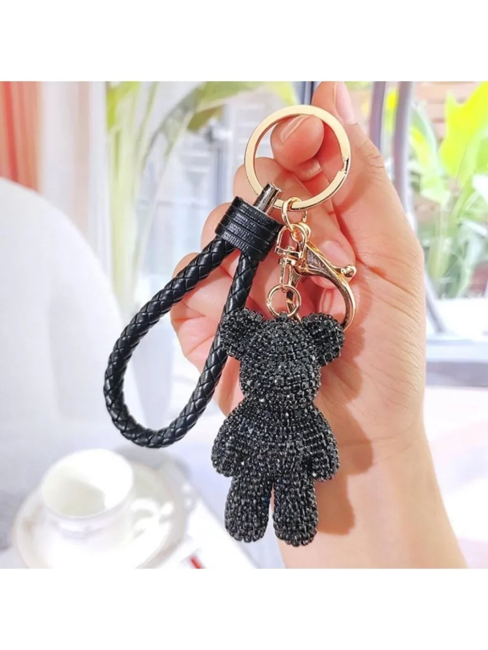 Charming Rhinestone Bear Keychain - Bling Pendant, Luxury Teddy Bear Accessory